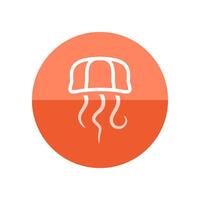 Jellyfish icon in flat color circle style. Ocean animal dweller sting tentacles vector