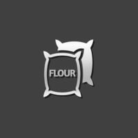 Flour sack icon in metallic grey color style. Agriculture burlap food wheat vector