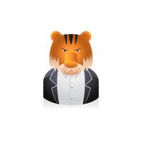 Businessman with tiger head avatar icon in colors. vector
