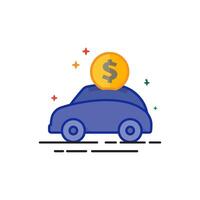 Car piggy bank icon flat color style vector illustration