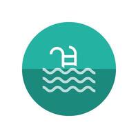 Swimming pool icon in flat color circle style. Athlete fitness water sport skill vector