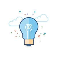 Light bulb icon flat color style vector illustration