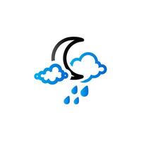 Weather overcast rainy icon in duo tone color. forecast night raining cloudy cold vector