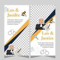 Flat design law firm vertical banner template. Premium banner template vector