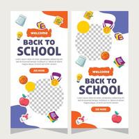 Education school stories social media template design vector