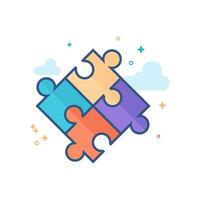 Puzzle icon flat color style vector illustration