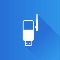 Wireless receiver flat color icon long shadow vector illustration