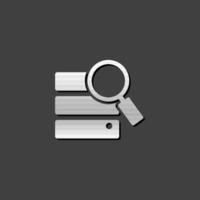 Database search icon in metallic grey color style. hard disk server data center vector