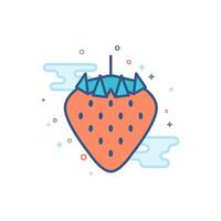 Strawberry icon flat color style vector illustration