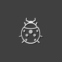 Bug icon in metallic grey color style. Insects, computer virus vector