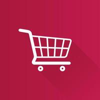 Shopping cart flat color icon long shadow vector illustration