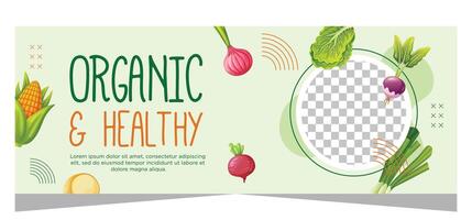 Organic and healthy food banner template design vector