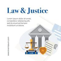 Law firm social media post design or law and justice template design vector