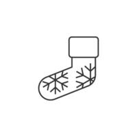 Christmas sock icon in thin outline style vector