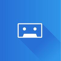 Tape cassette flat color icon long shadow vector illustration