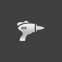 Toy laser gun icon in metallic grey color style. Children playing games vector