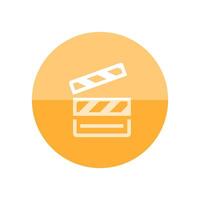 Cinema film icon in flat color circle style. Symbol records take start vector