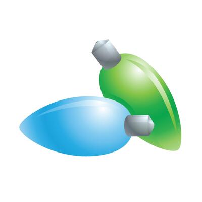 Christmas light bulb icon in color. Holiday December decoration