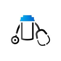 Pills bottle stethoscope icon in duo tone color. Vitamin medicine drugs vector