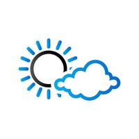 Weather forecast partly sunny icon in duo tone color. Meteorology overcast vector