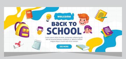 Horizontal banner for back to school. Template banner design vector