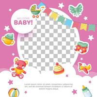 Template hand drawn baby announcement background design vector