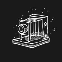 Large format camera doodle sketch illustration vector