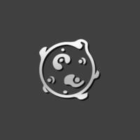 Planet icon in metallic grey color style. Surface hole alien vector