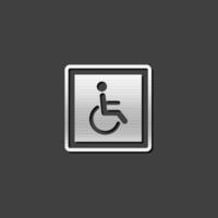 Disabled access icon in metallic grey color style. Road building wheelchair vector