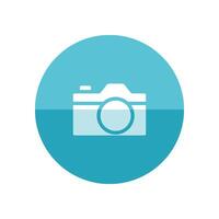 Camera icon in flat color circle style. Photography picture electronic imaging vector