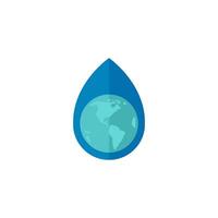 Earth water drop icon in flat color style. Climate change, conservation vector