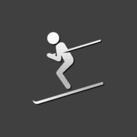 Ski icon in metallic grey color style.Winter sport, mountain vector