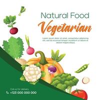 Social media post vegetarian food template design vector