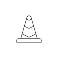 Traffic cone icon in thin outline style vector