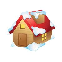 casa con nieve icono en color. diciembre Navidad vector