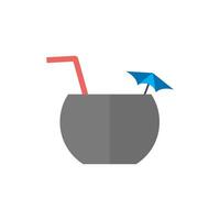 Coconut drink icon in flat color style. Tropical Asian. vector