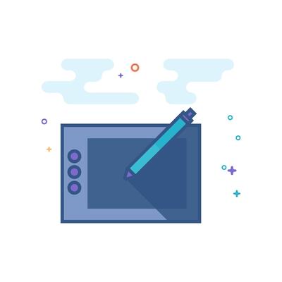 Drawing tablet icon flat color style vector illustration