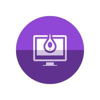Monitor calibration icon in flat color circle style. Printing color standard vector