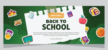 Flat design minimal back to school banner template vector