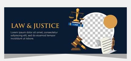 Horizontal law firm banner template design. Premium banner template vector