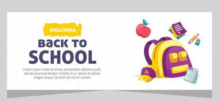 Back to school banner template. Vector design