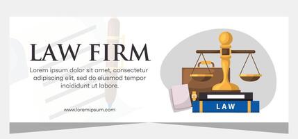 Flat design law firm banner template. Premium banner template vector