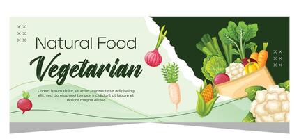 Organic and healthy food banner template design vector