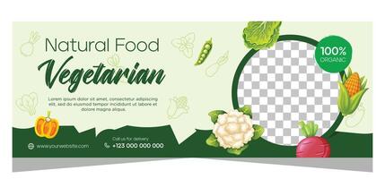 Vegetarian horizontal banner template design vector