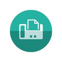 Facsimile icon in flat color circle style. Office electrical machine equipment fax copy print vector