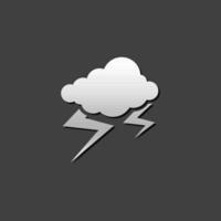 Weather overcast storm icon in metallic grey color style.Nature forecast thunder vector