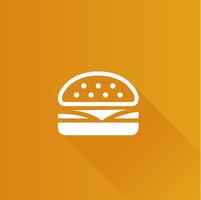hamburguesa plano color icono largo sombra vector ilustración