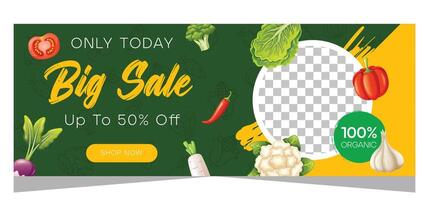 Horizontal banner template for vegetarian vector