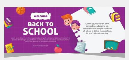 Flat design minimal back to school banner template vector