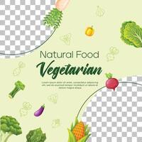 Social media post vegetarian food template design vector